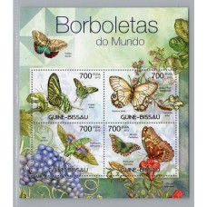 MARIPOSAS FLORES GUINEA BISSAU HOJA BLOQUE ESPECIAL NUEVA MINT